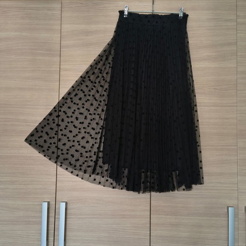 Stradivarius Black Polka Dot Midi Skirt like new, sizes S-M