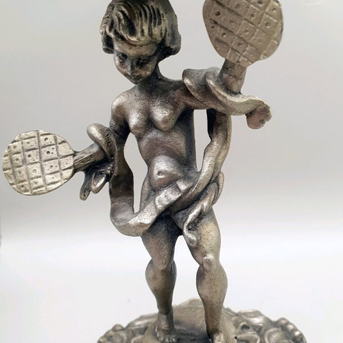 Silver-plated candlestick used, 17cm
