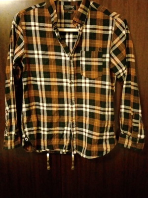 Boys button down shirt slim fit brown like new, size 140 cm