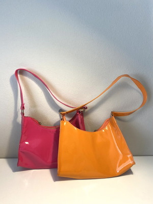 Shein shoulder bags, pink and orange, set of two