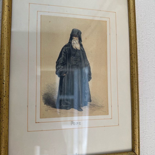 Collection of 6 framed 19th century costume lithographs used