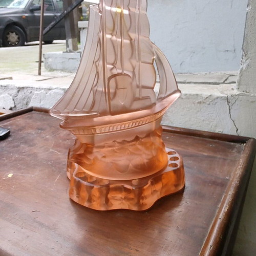 Crystal hanging candlestick art deco like new, pink