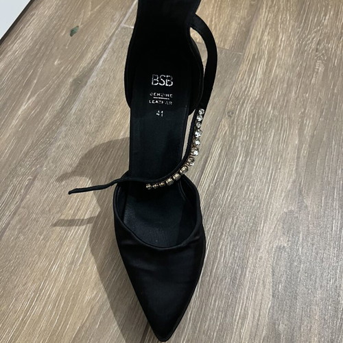 BSB high heels with rhinestones on strap, like new, size 41, black