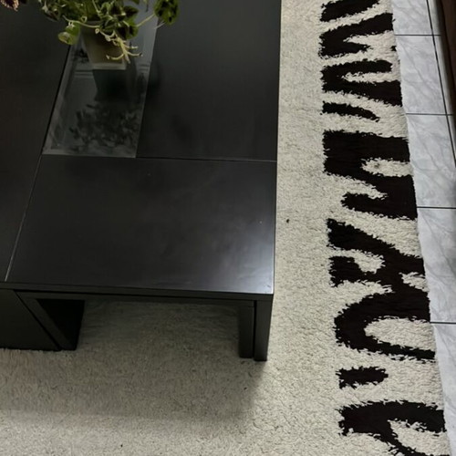 Modern rug used 1.60x2.40 beige with dark brown patterns