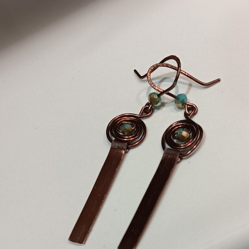Bronze earrings with turquoise beads new, handmade