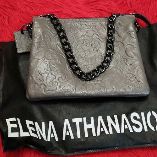 Elena Athanasiou shoulder bag like new, gray embossed design