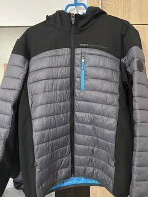 Men's spring jacket with hood like new, black and gray, size S