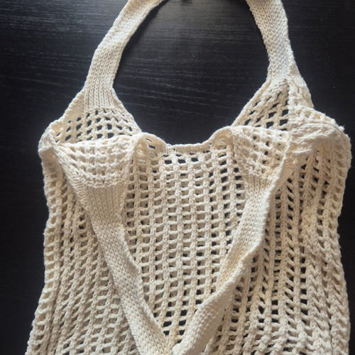 Crochet shoulder bag like new, large beige boho style