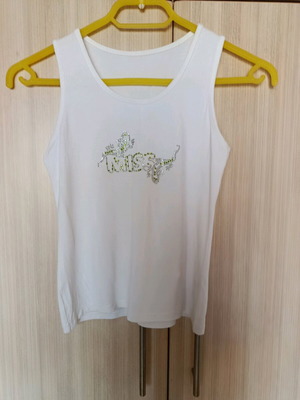 Helios sleeveless blouse S like new, white with rhinestones