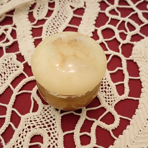 Vintage Alabaster Jewelry Trinket Box hand carved, used