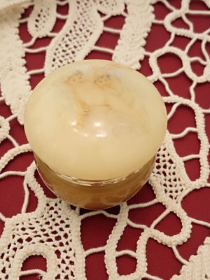 Vintage Alabaster Jewelry Trinket Box hand carved, used