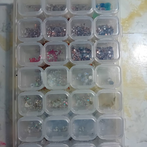 Nail art pigments and glitters used, various colors