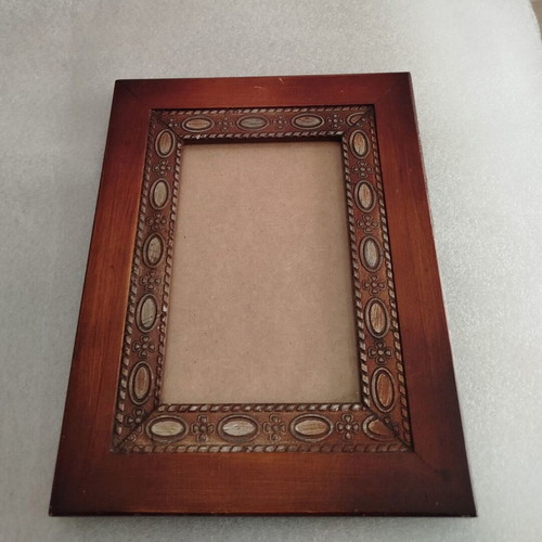 Vintage wooden photo frame used, 23 cm