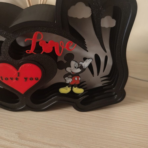Mickey & Minnie LED lamp like new, USB powered, 3D printed