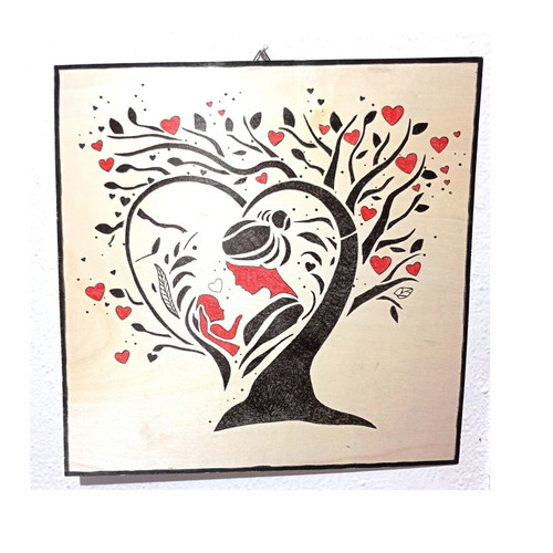 Handmade wooden frame, Motherhood, hand-painted, 30x30cm