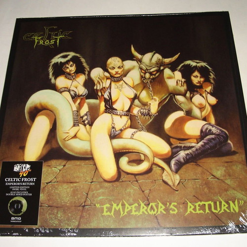 Celtic Frost Emperor’s Return vinyl new, green swirl, double-sided poster
