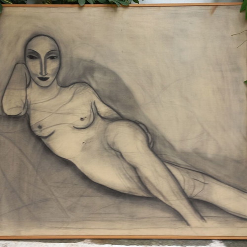 Painting by N. Mavrommatis like new, charcoal on canvas