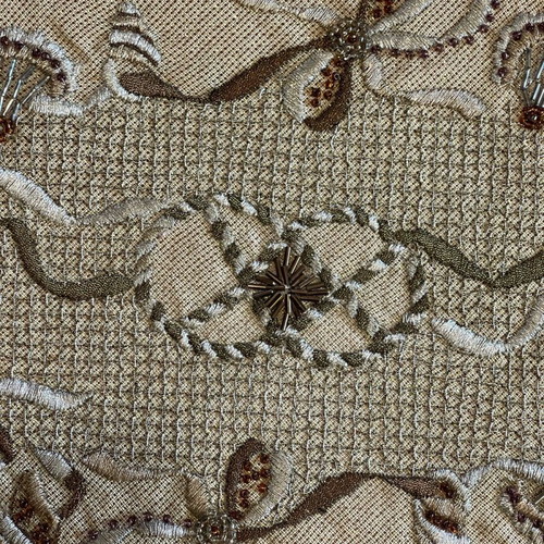 Lace embroidery like new with beads and gold festive design