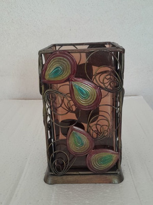 Metal candle holder with glass insert 20x10cm new