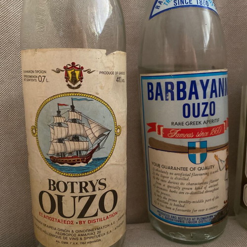 Ouzo collectible set of 3 empty bottles