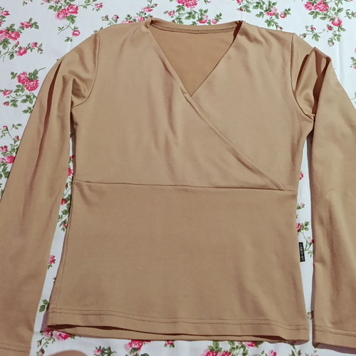Sabotaz camel wrap blouse, size S