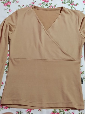 Sabotaz camel wrap blouse, size S