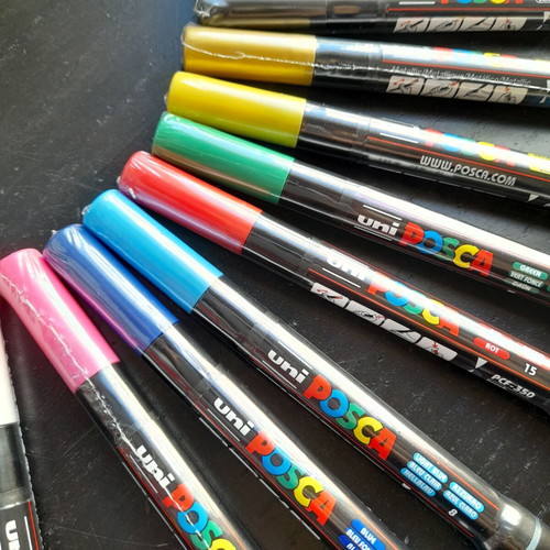 Posca markers with brush tip, new set of 10 pieces
