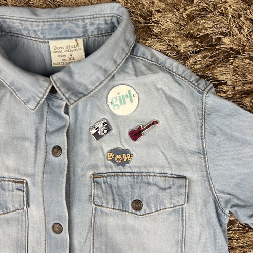 Zara girls' denim shirt dress size 4 years like new, blue