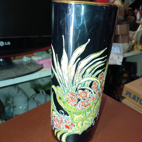 Vase Greek made dark blue with 24k gold overlay, like new