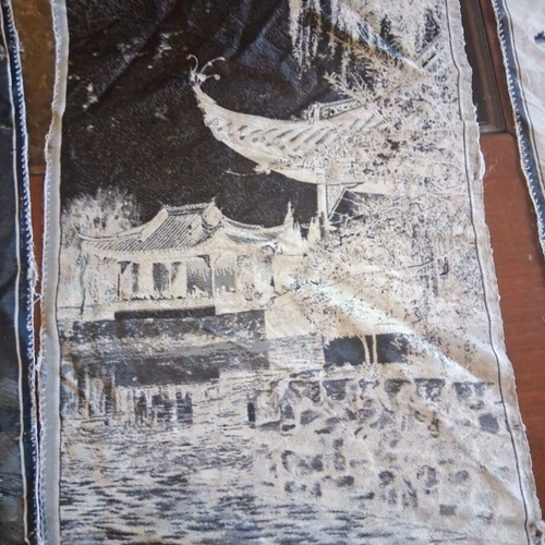 Vintage Chinese Silk Brocade Tapestry 27x45 cm used