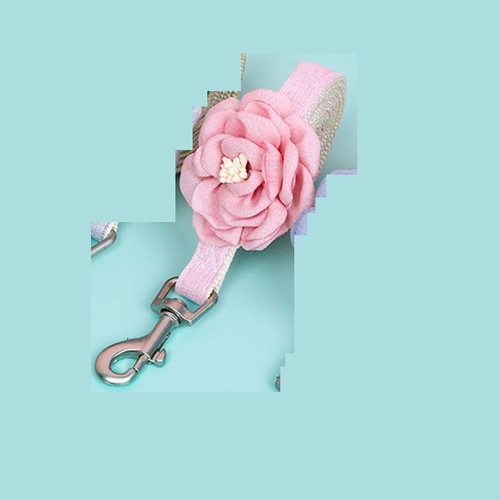 Dog Harness and Leash Pink Flower Bloom Set new M