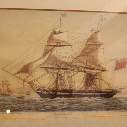 Lykourgos Kogevinas The Ships of the Struggle, two framed prints 1938
