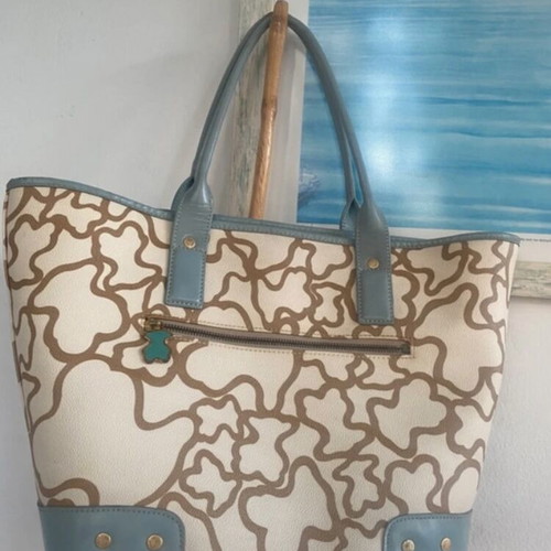 Tous tote bag, beige and green, shoulder style