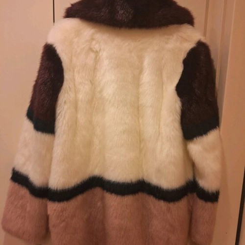 Jakke faux fur coat like new, size S/M, beige and brown