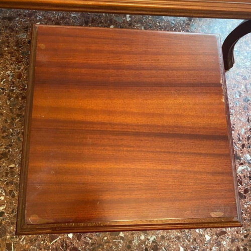 Wooden coffee tables set used with curved legs, two pieces
