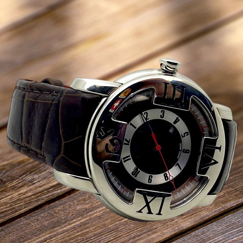 GF.FERRE 45mm watch used with sapphire crystal and leather strap