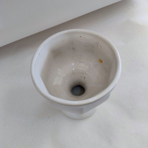 Vintage ceramic flowerpot used, height 10 cm