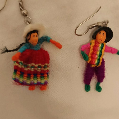 Thread and wool earrings new, boho handmade with traditional costume