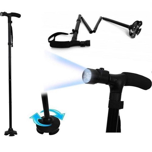 Folding Walking Stick with Rotating Base, LED Light and Height Adjustment EL-0087