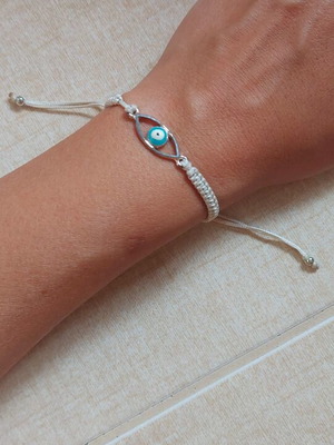 Handmade eye bracelet adjustable size, beige, new