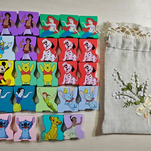 Disney wooden figures set of 29 like new with pouch