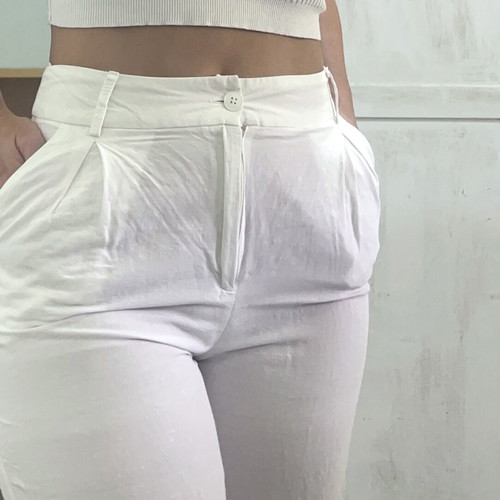Moutaki high-waist white pants, size S