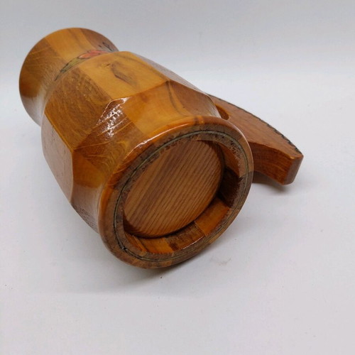Large wooden mug with handle from Germany used, hand painted