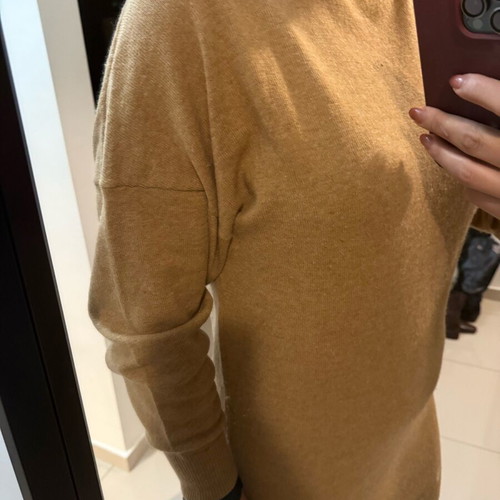Wool dress used, oversized knit camel color, one size