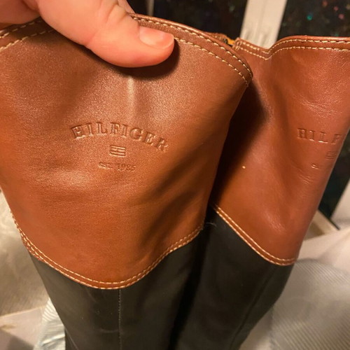 Tommy Hilfiger leather boots like new, size 39, black and brown