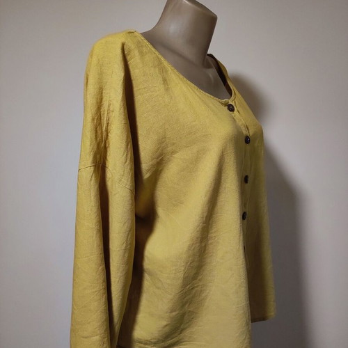 Chicoree women's linen blend shirt jacket XL like new, mustard yellow