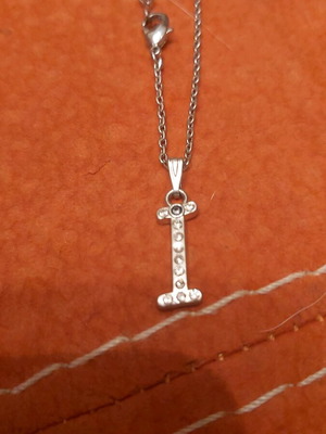 Necklace with monogram and evil eye new, silver