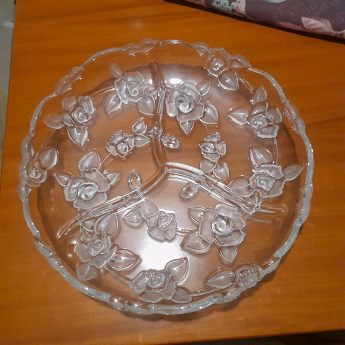 Crystal fondue dish for nuts new