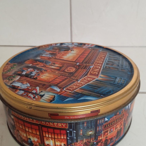 Metal Collectible Box Jacobsens Bakery's with Vintage Embossed Lid