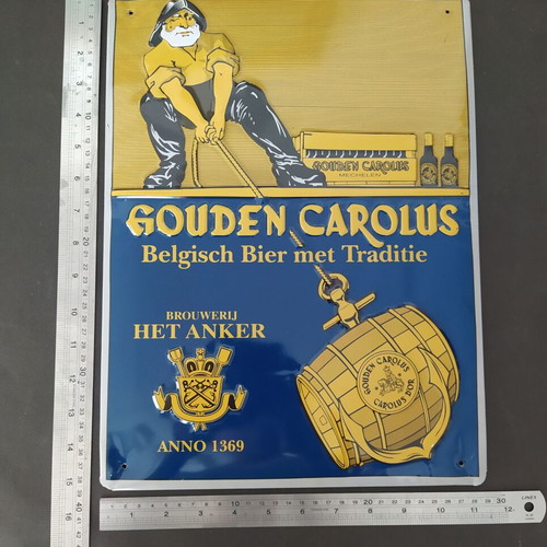 Gouden Carolus Beer Advertising Metal Sign 29x39 cm like new